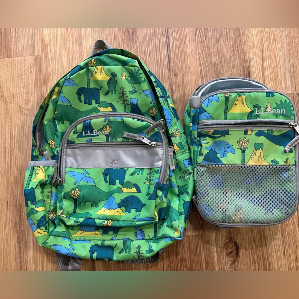 L.L. Bean Kids' Green and Blue Animal Backpack Set